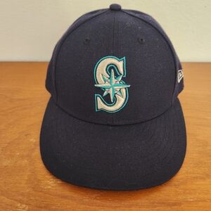 Seattle Mariners New Era Navy Blue Hat with Teal and White Logo